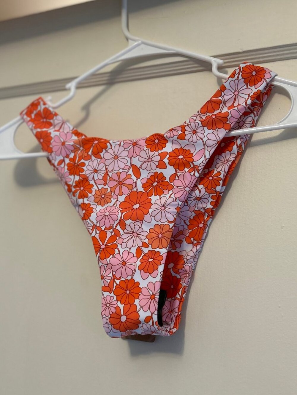 Berlook Orange and Pink Low Waisted Floral Bikini Bottom